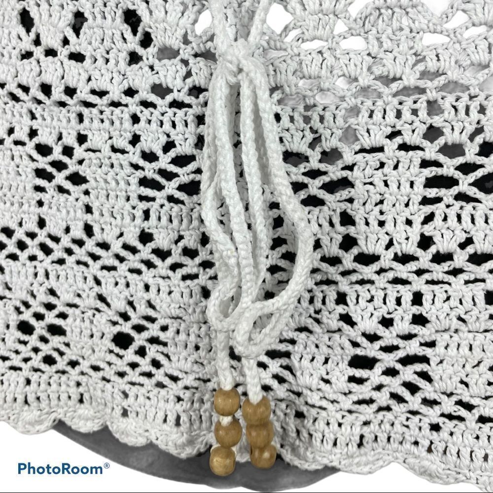 CROCHET floral white bathing swim suit cover up - Picture 4 of 4